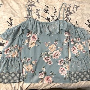 Off the Shoulder Flowy Floral Blouse